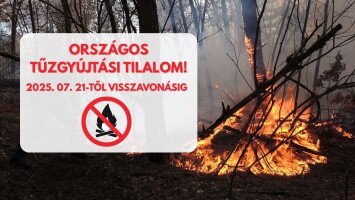 Országos tűzgyújtási tilalom 2025 július 21-től!