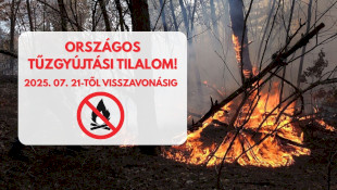 Országos tűzgyújtási tilalom 2025 július 21-től!